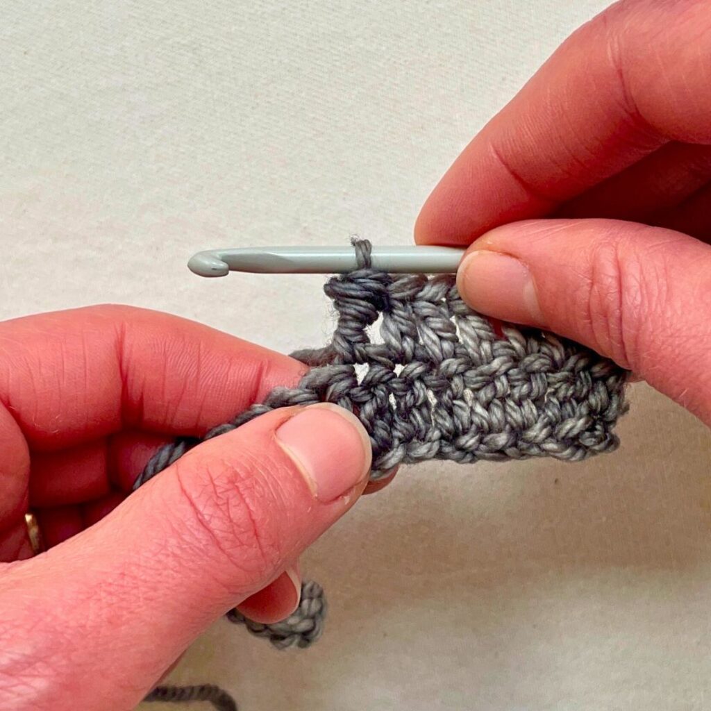 example of a bullion stitch made with a standard crochet hook
