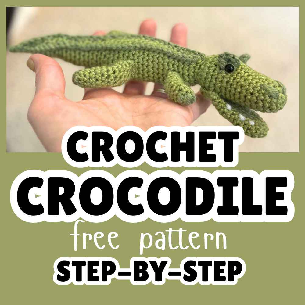 photo of a crochet crocodile