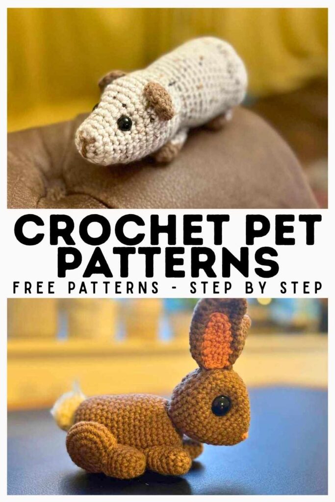 photo of crochet rabbit and guinea pig
