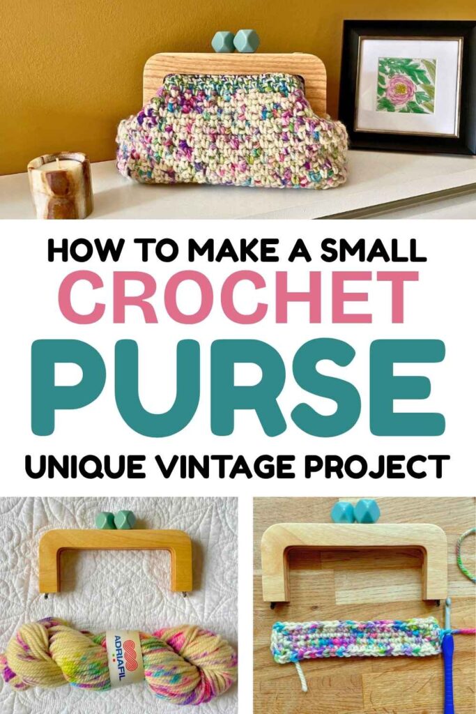 photos of a handmade crochet purse