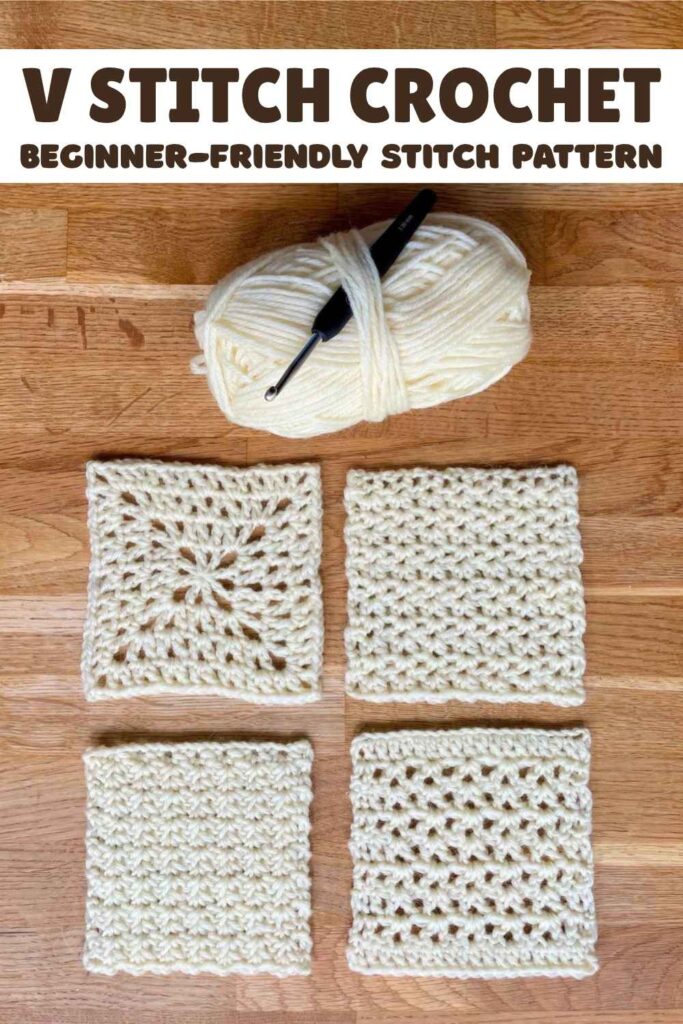 photo of v stitch crochet squares