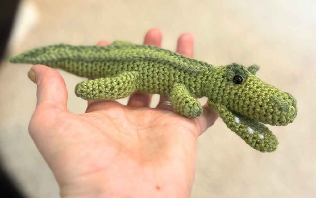 photo of my crochet crocodile