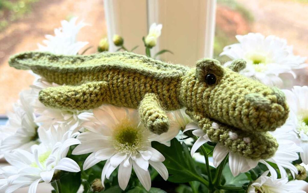 photo of my crochet crocodile