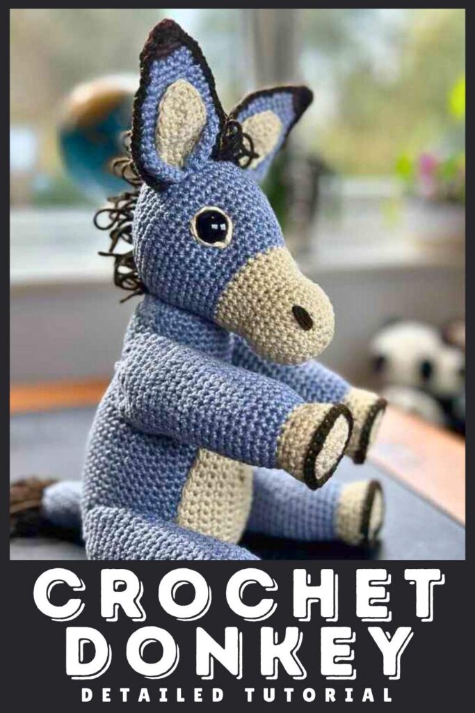 photo of a crochet donkey