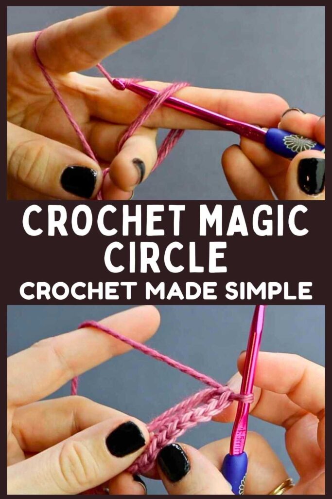 photo of hands making a crochet magic circle