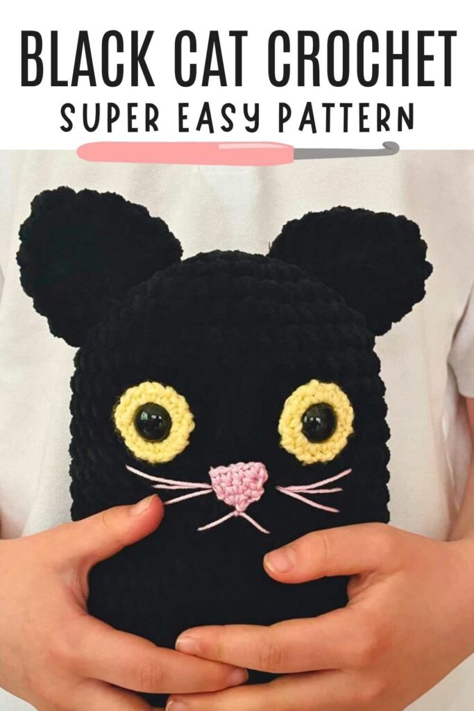 photo of a black crochet cat