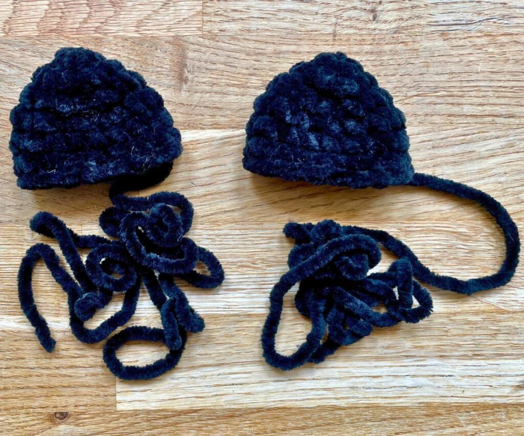 squishy crochet cat ears before joining to body
