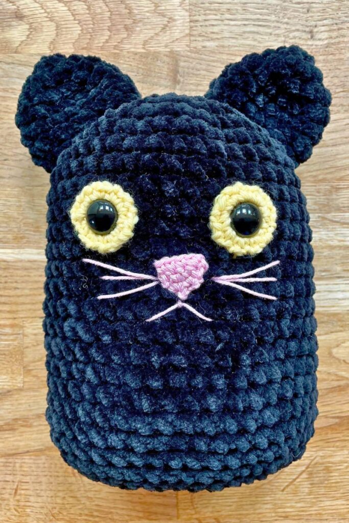 completed squishy crochet cat