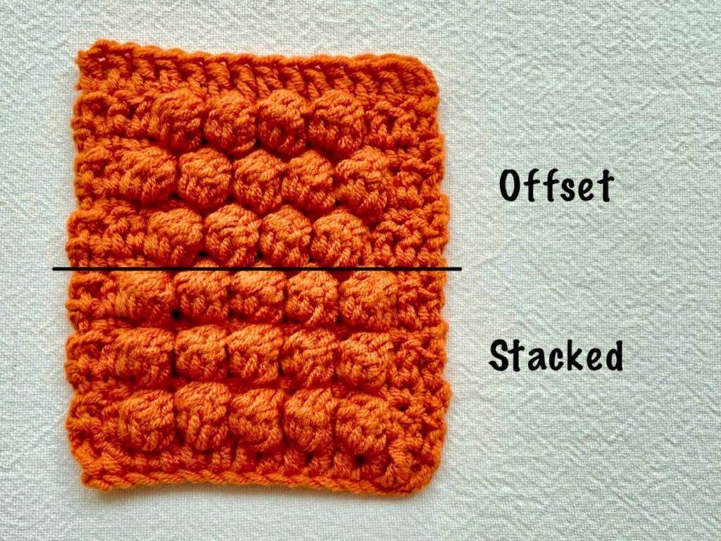 stacked vs offset bobble stitches