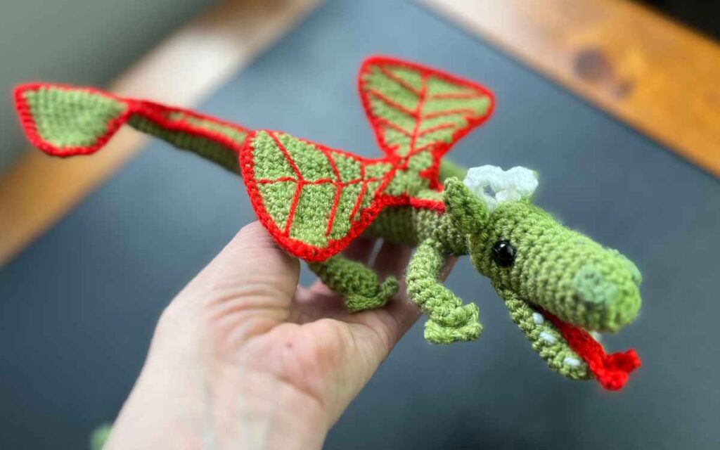 image showing the crochet dragon