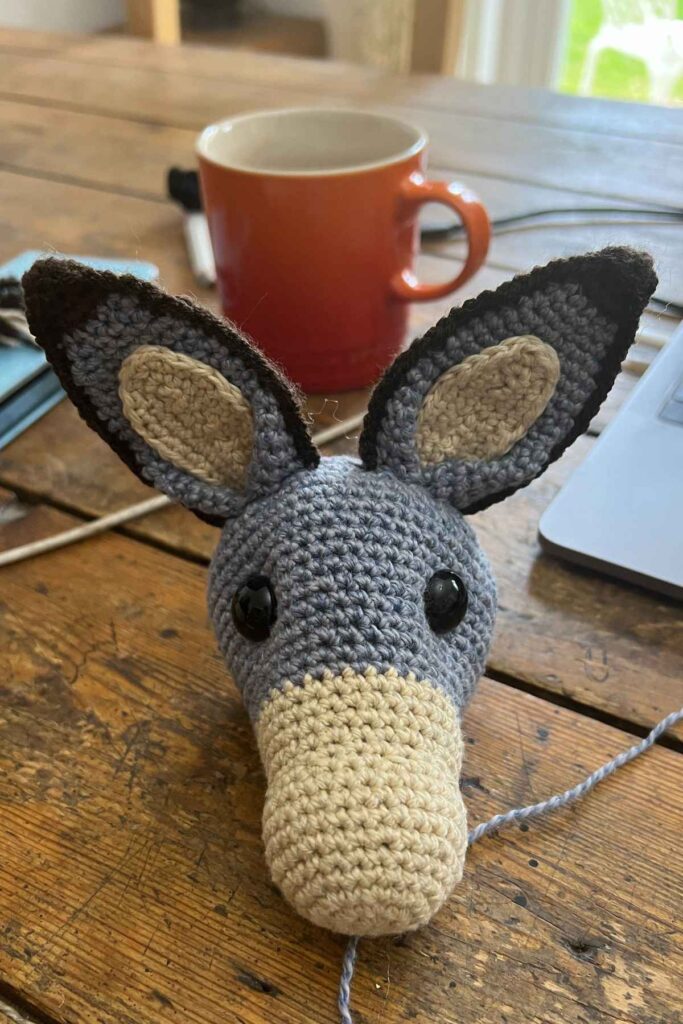 image showing my crochet donkey's head
