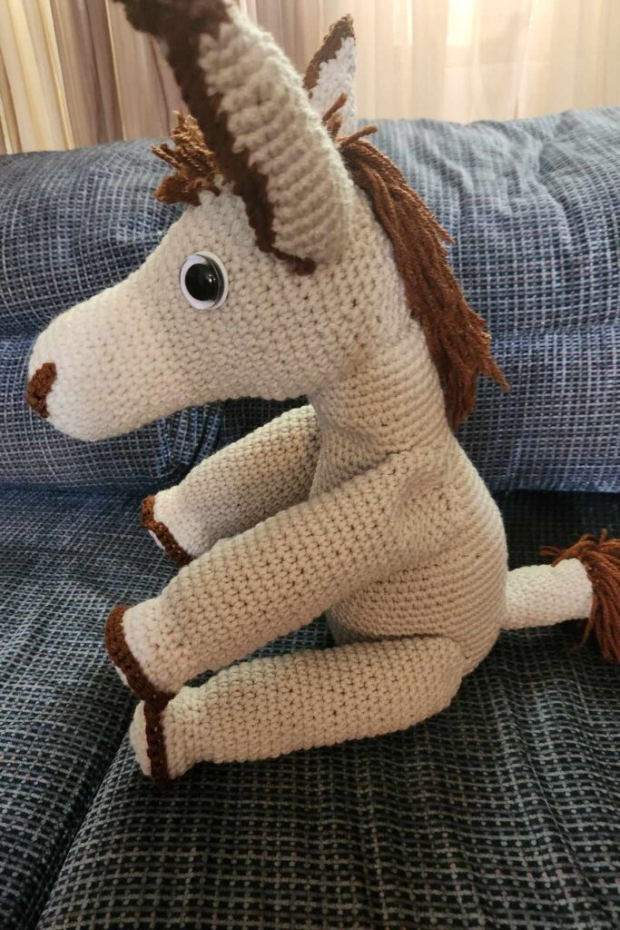 Lucille's crochet donkey based on my pattern