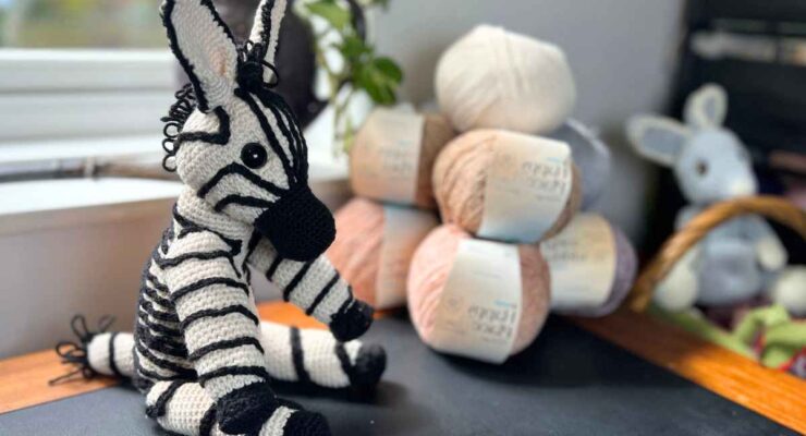 image of crochet zebra on my desk