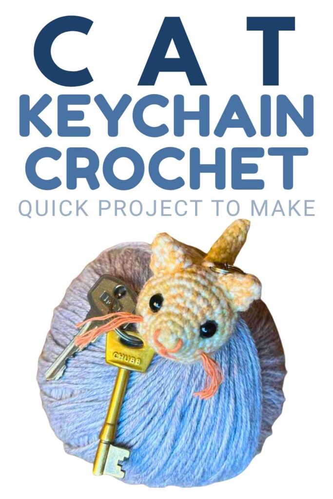photo of a crochet cat keychain