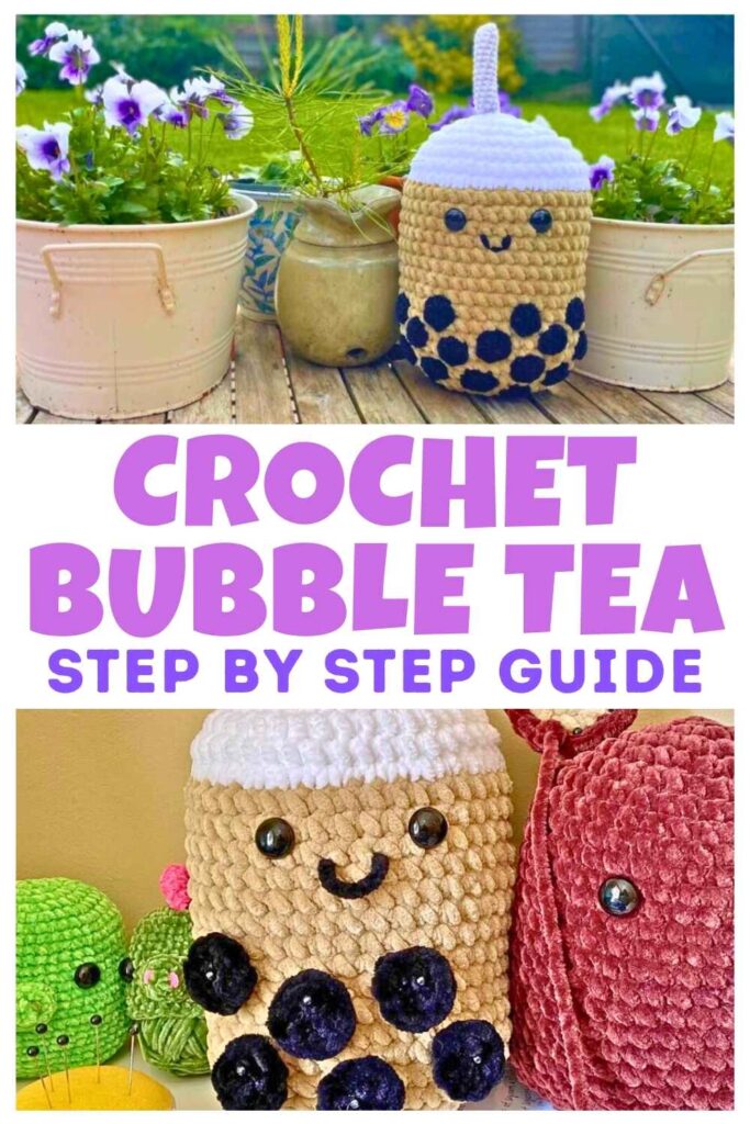 photos of crochet bubble tea plush