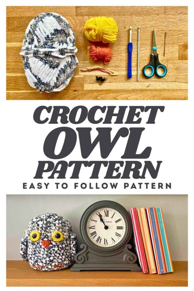 photo of a crochet owl
