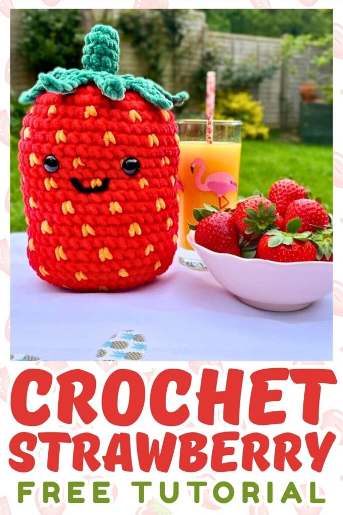 photo of a crochet strawberry