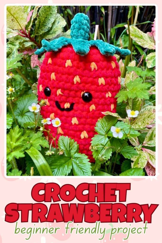 photo of a crochet strawberry