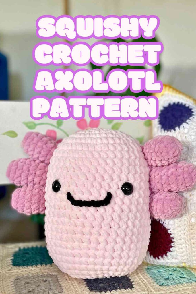 squishy crochet axolotl pattern pin