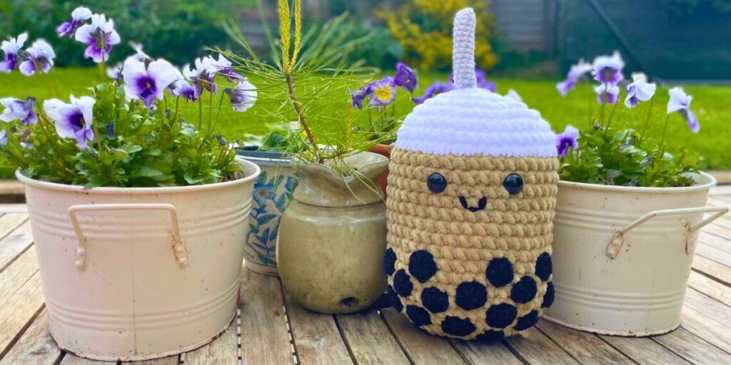 squishy crochet bubble tea pattern header
