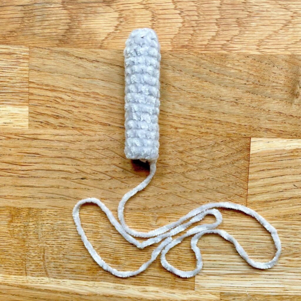 The finished straw. I haven't started crocheting my own tampons.
