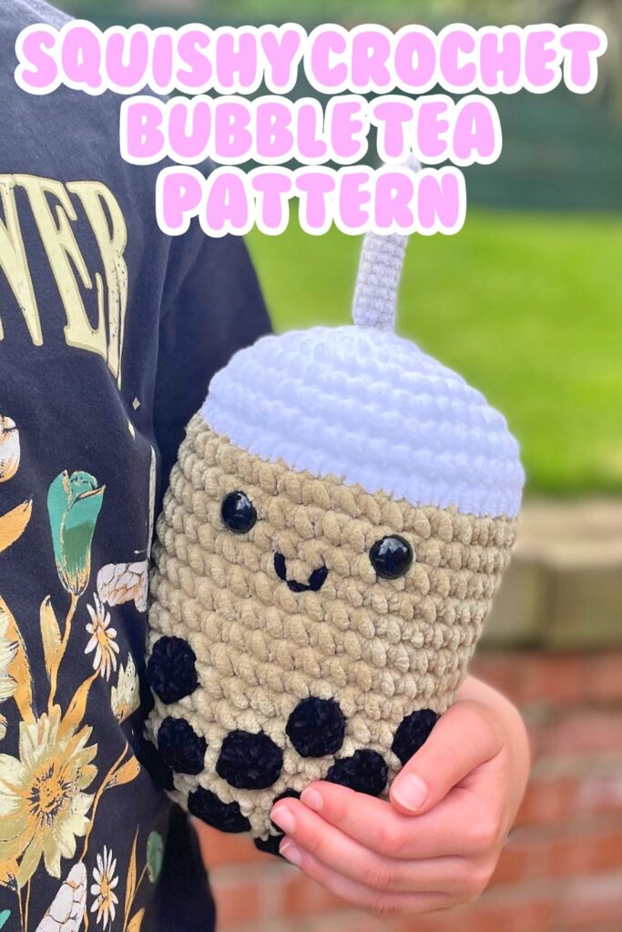 squishy crochet bubble tea pattern pin