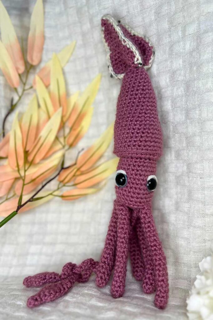image of the crochet squid
