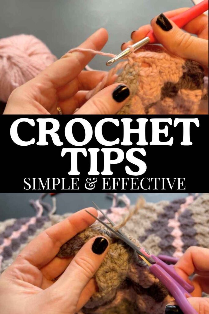 photo of hands working with a crochet hook and yarn