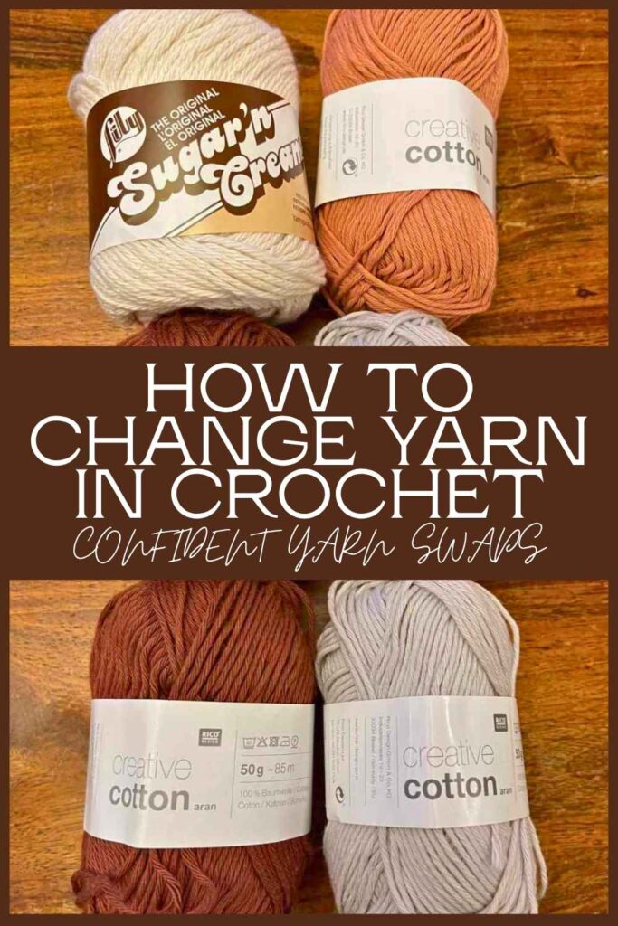photo of balls of yarn with text overlay that reads "how to change yarn in crochet"