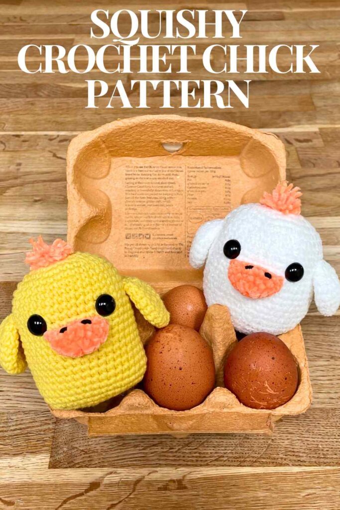 squishy crochet chick pattern pin
