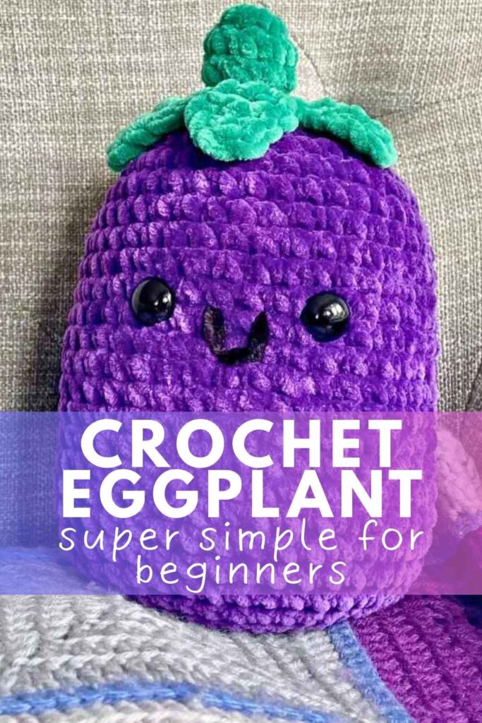 photo of a crochet eggplant