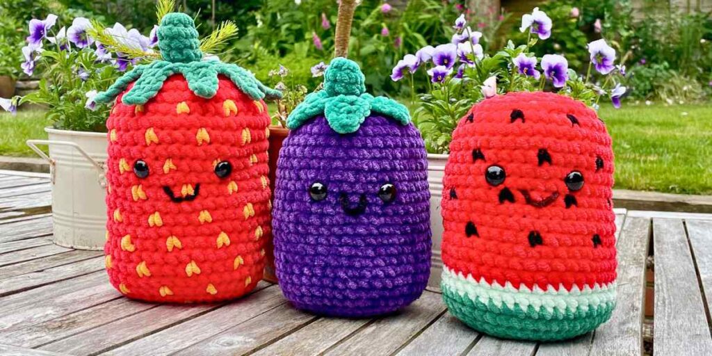 squishy crochet eggplant pattern header