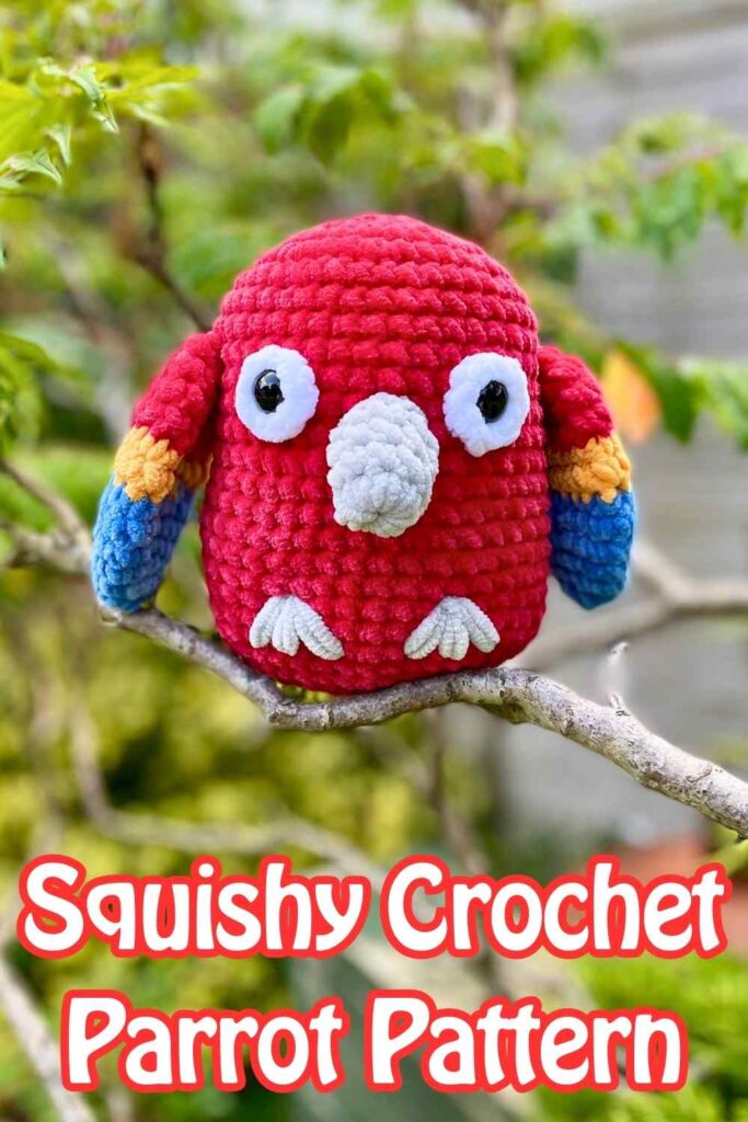 squishy crochet parrot pattern pin