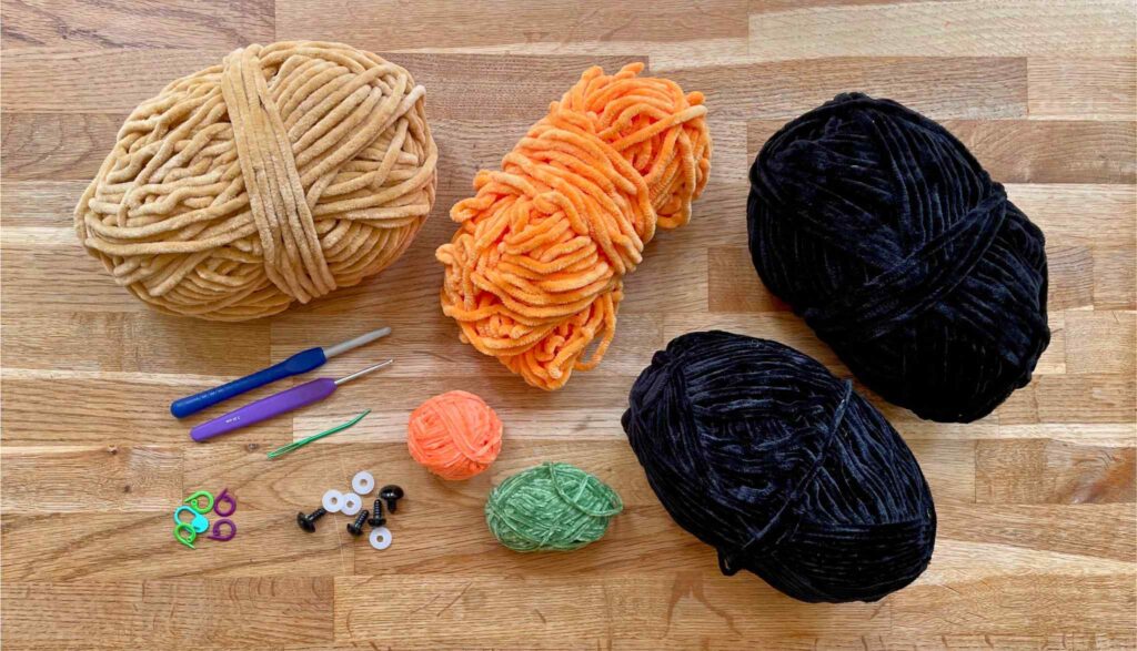 squishy crochet pumpkin pattern materials layout