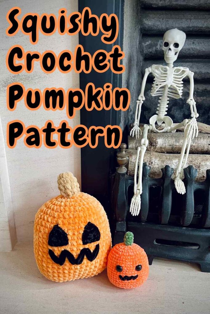 squishy crochet pumpkin pattern pin
