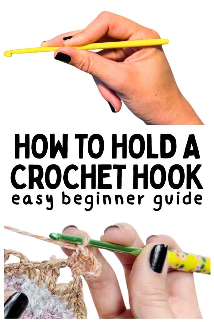photos of hands holding crochet hooks
 