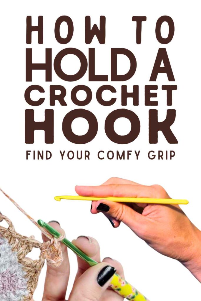 photo of a hand holding a crochet hook
