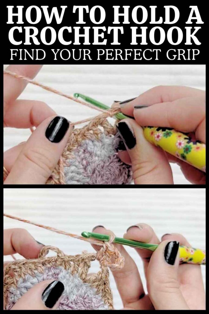 photo of how to hold a crochet hook