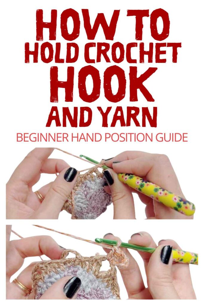 photo of different ways to hold a crochet hook