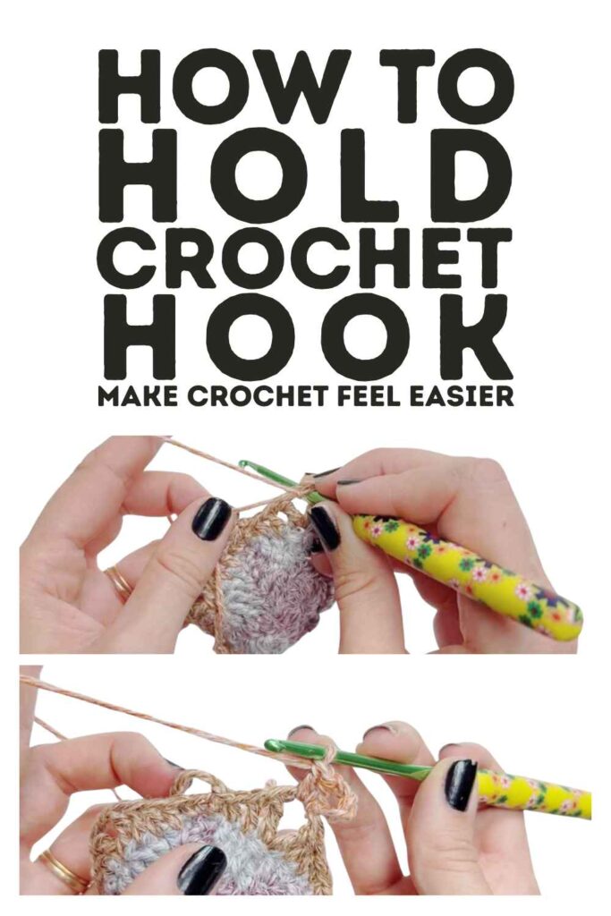 photo of how to hold a crochet hook