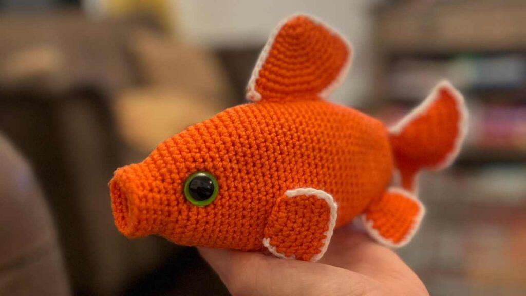 my crochet fish in my hand