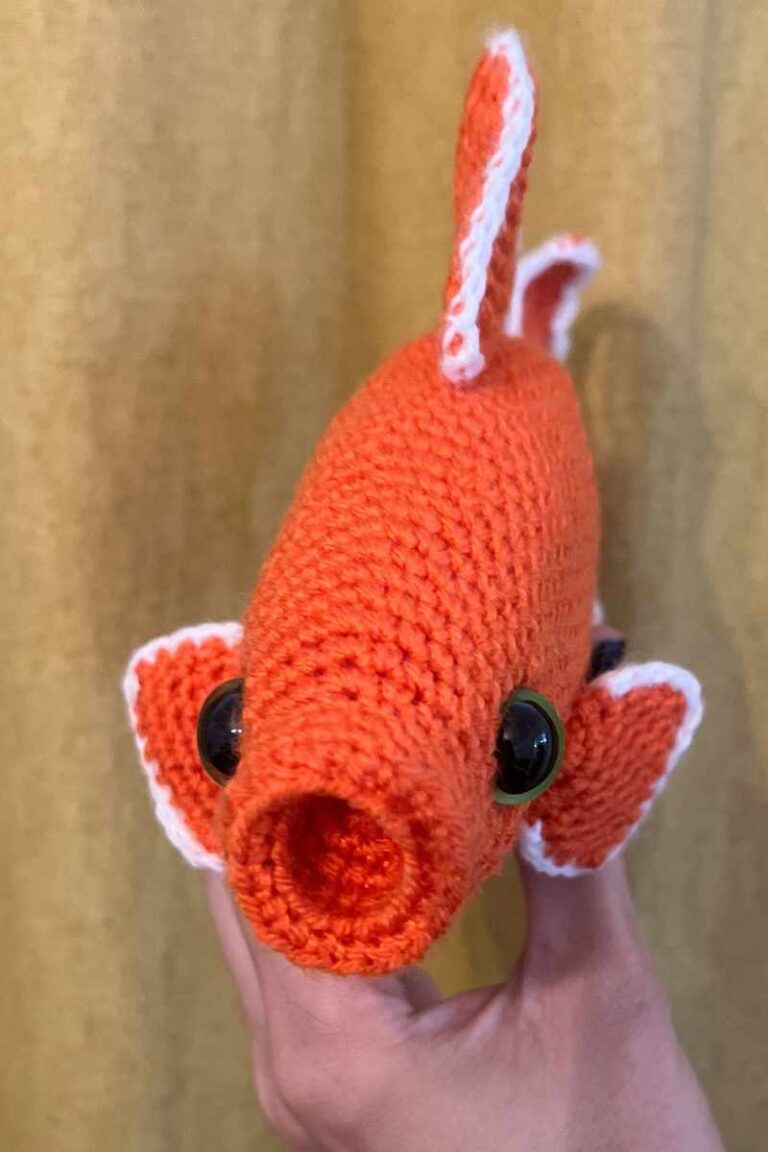 photo of me holding my amigurumi fish