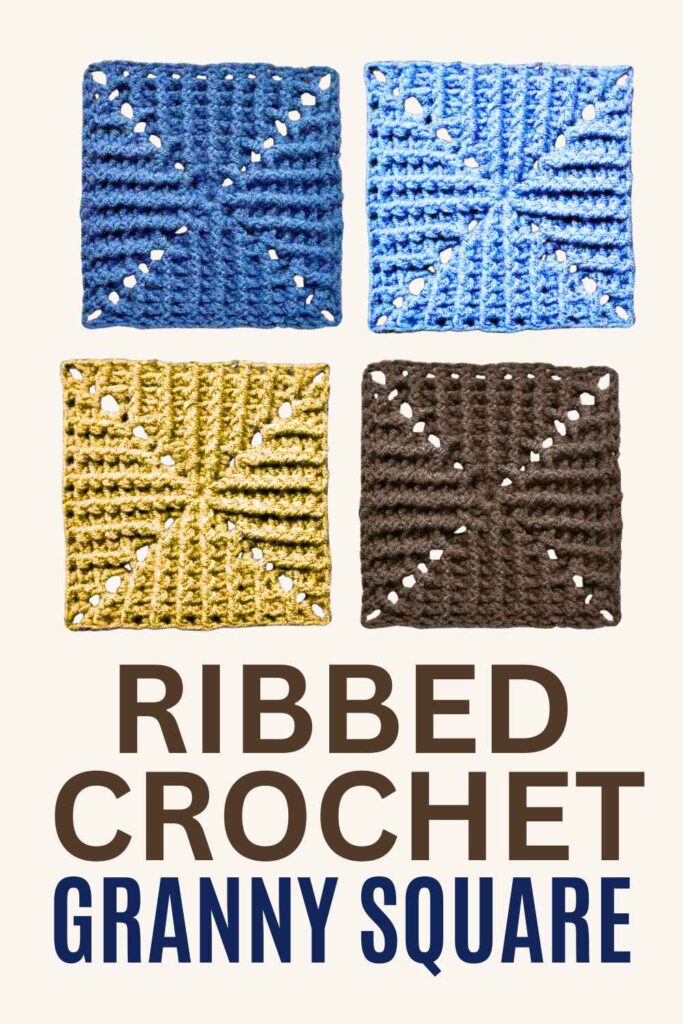 photo of 4 ribbed crochet granny squares