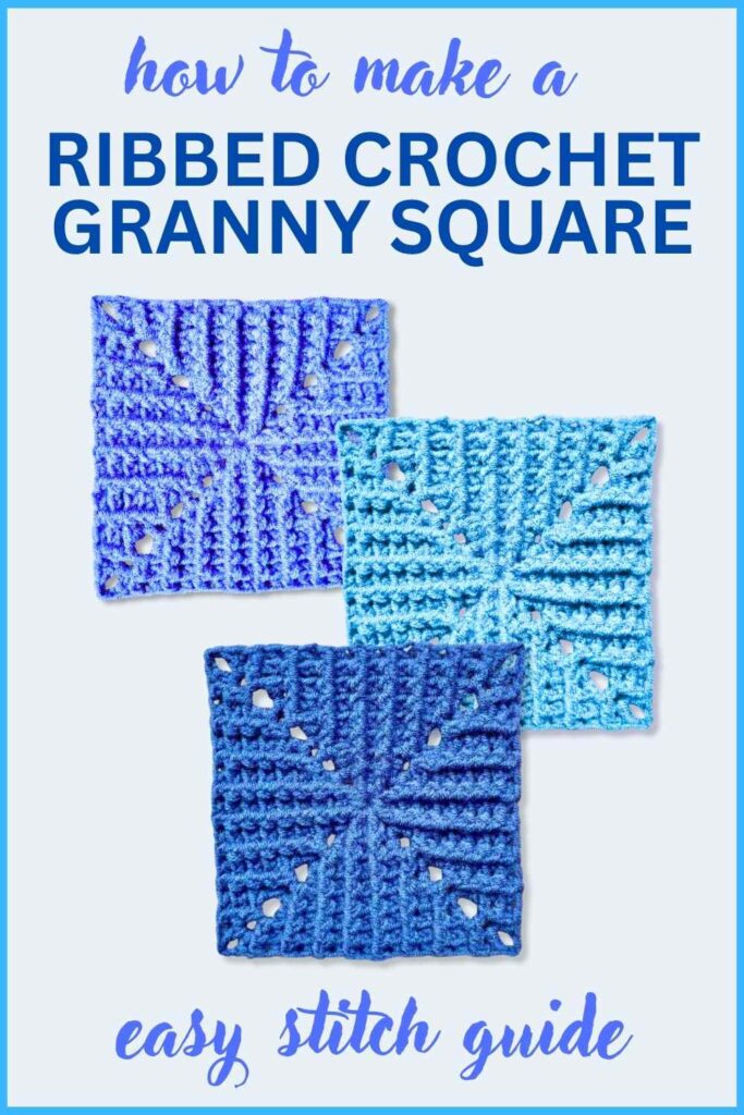 photo of blue ribbed crochet granny squares
