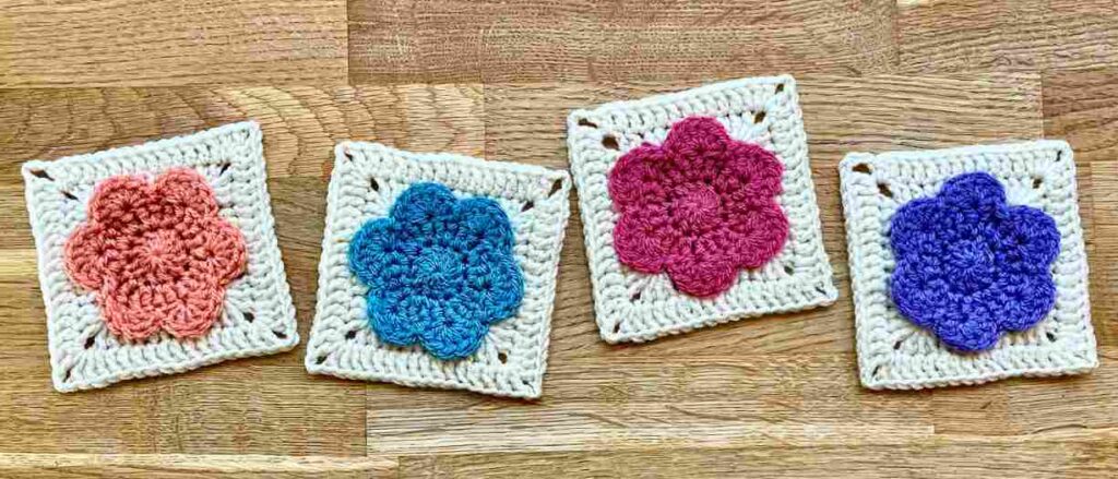 3D flower granny square header