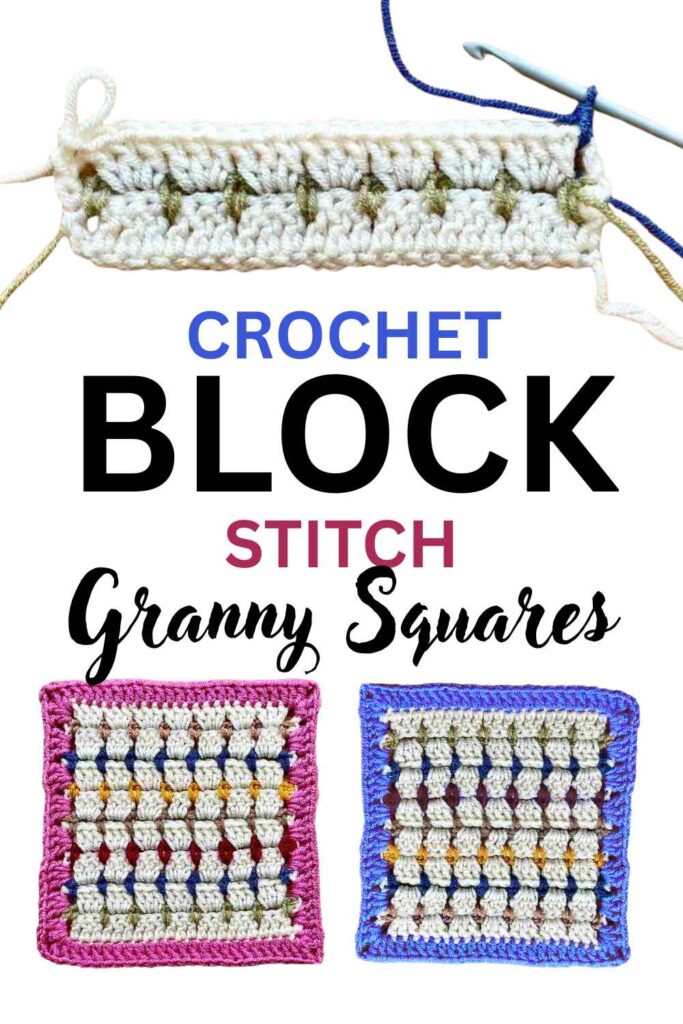 photo of block stitch granny squares
