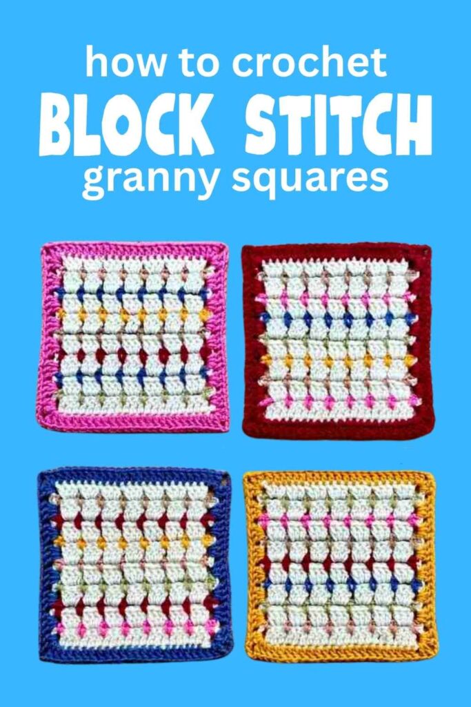 photo of block stitch granny squares