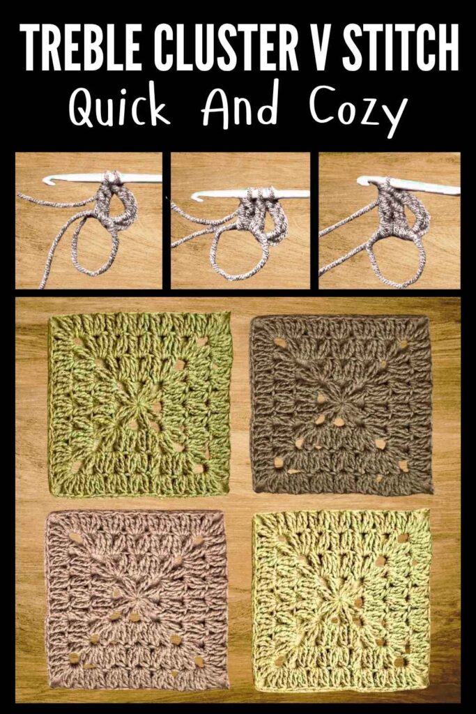 photo of granny squares made from treble cluster crochet v stitch