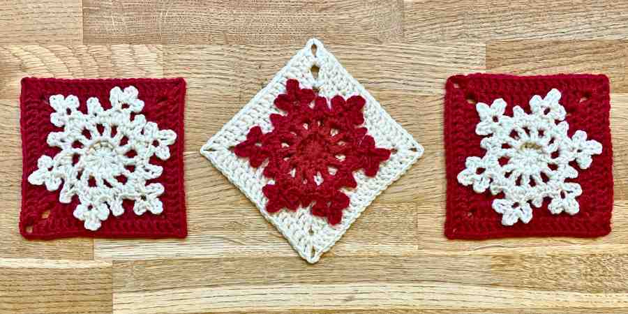 3d snowflake granny square header