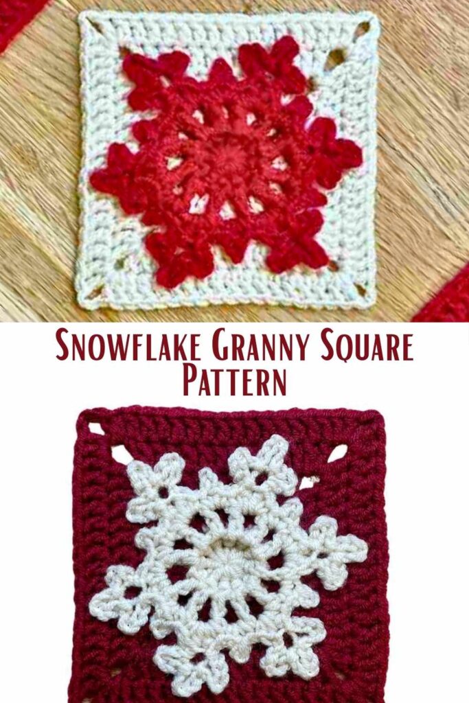 photo of a snowflake granny square